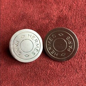 Hermes Clou De Selle Palladium Silver Earrings
